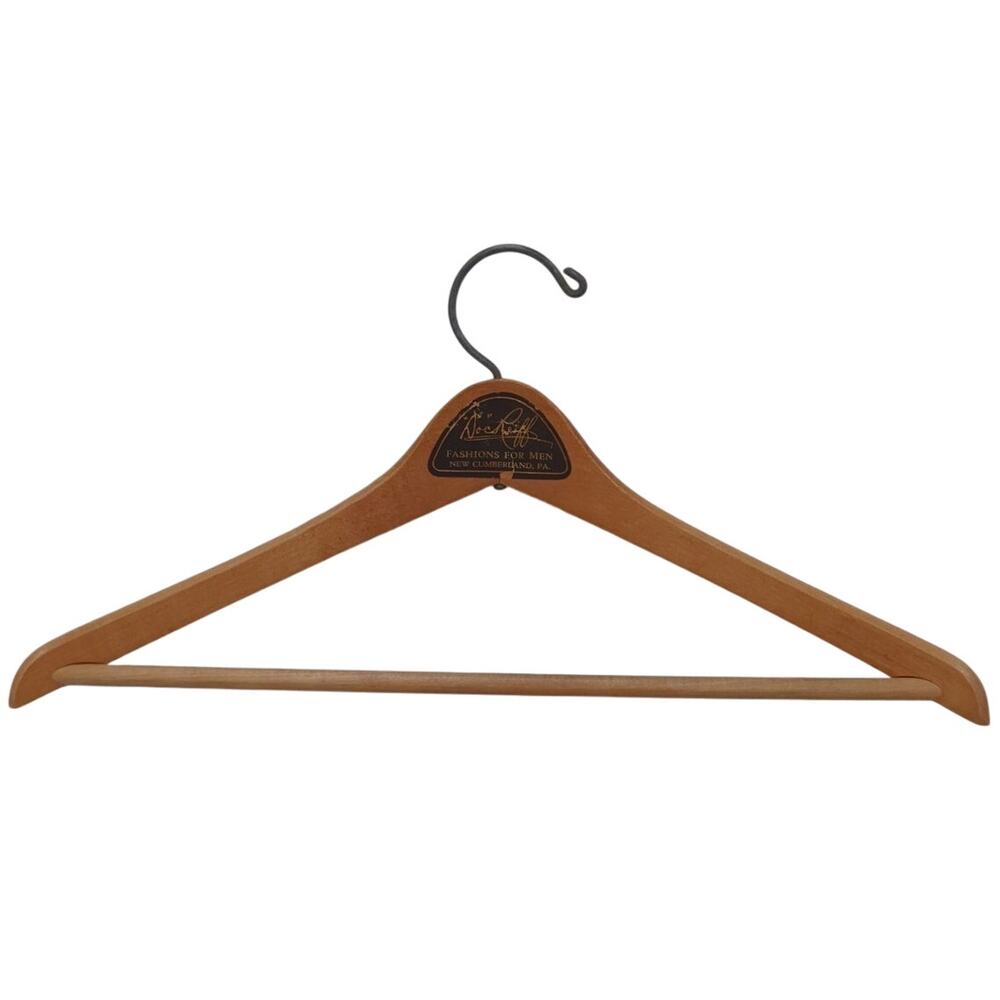 Vintage Wooden Clothes Hanger Doc Reiff Fashions for Men New Cumberland PA